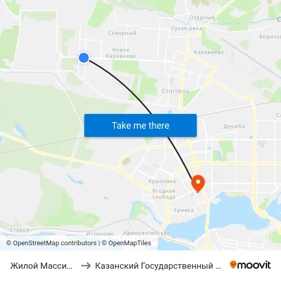 Жилой Массив Жилплощадка to Казанский Государственный Энергетический Университет map