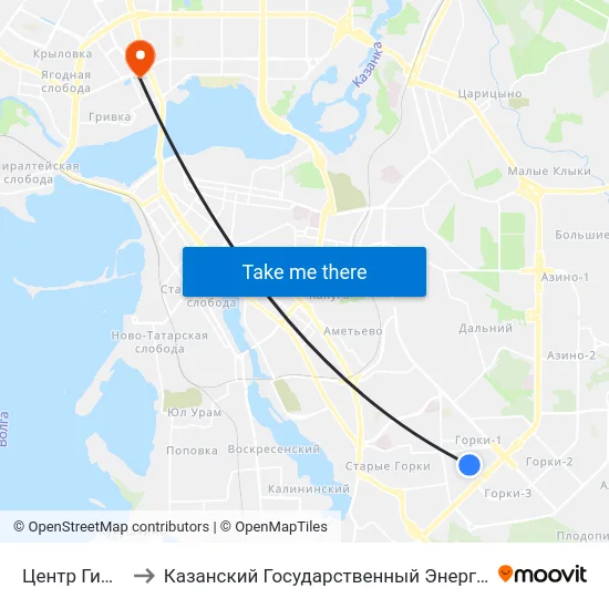 Центр Гимнастики to Казанский Государственный Энергетический Университет map