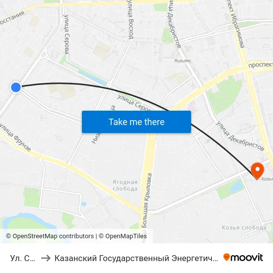 Ул. Сабан to Казанский Государственный Энергетический Университет map