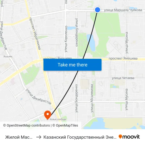 Жилой Массив Дружба to Казанский Государственный Энергетический Университет map