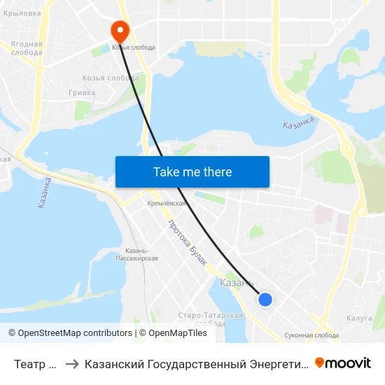 Театр Кукол to Казанский Государственный Энергетический Университет map