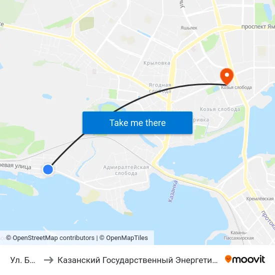 Ул. Боевая to Казанский Государственный Энергетический Университет map