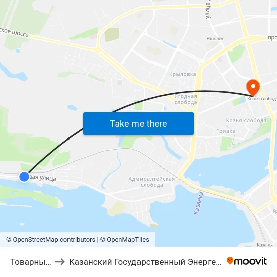Товарный Двор to Казанский Государственный Энергетический Университет map