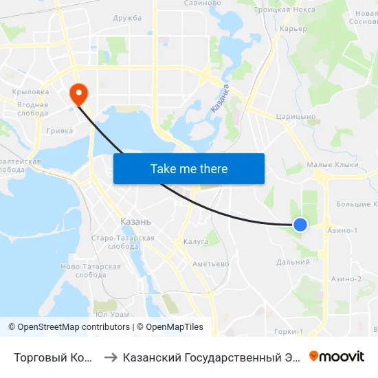 Торговый Комплекс Мега-1 to Казанский Государственный Энергетический Университет map