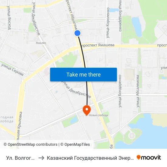 Ул. Волгоградская-1 to Казанский Государственный Энергетический Университет map