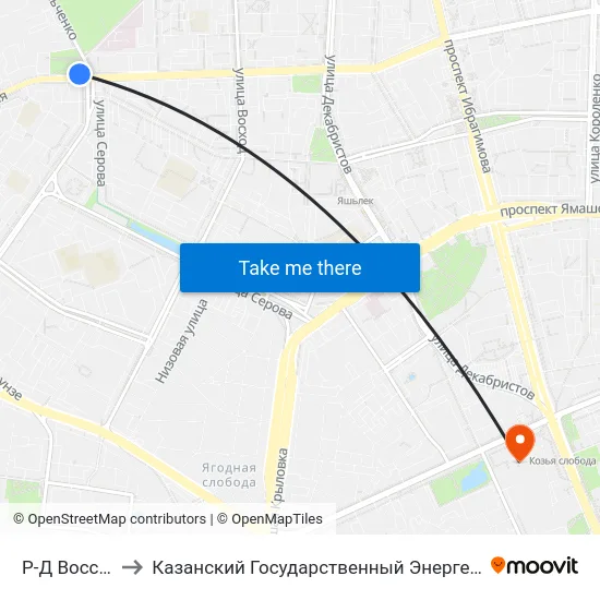 Р-Д Восстания-2 to Казанский Государственный Энергетический Университет map