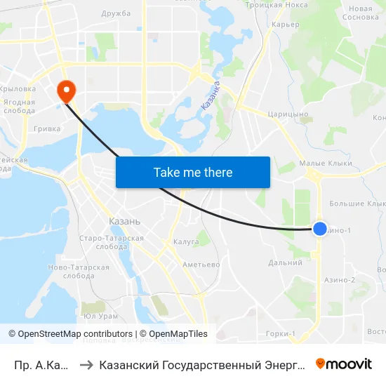 Пр. А.Камалеева to Казанский Государственный Энергетический Университет map