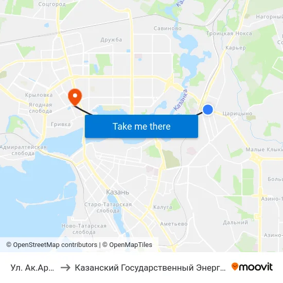 Ул. Ак.Арбузова-5 to Казанский Государственный Энергетический Университет map