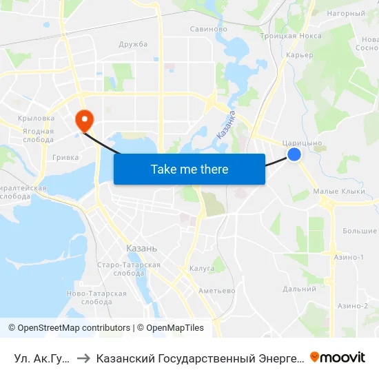 Ул. Ак.Губкина-5 to Казанский Государственный Энергетический Университет map