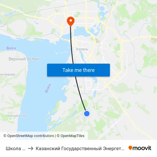 Школа №129 to Казанский Государственный Энергетический Университет map