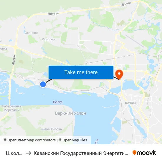 Школа №8 to Казанский Государственный Энергетический Университет map