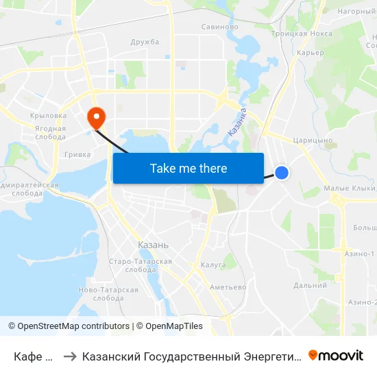 Кафе Полет to Казанский Государственный Энергетический Университет map