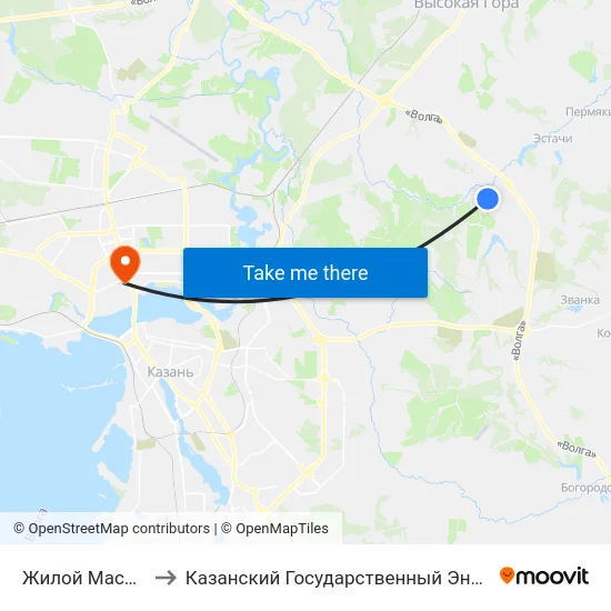 Жилой Массив Чебакса to Казанский Государственный Энергетический Университет map