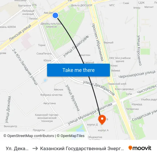 Ул. Декабристов to Казанский Государственный Энергетический Университет map