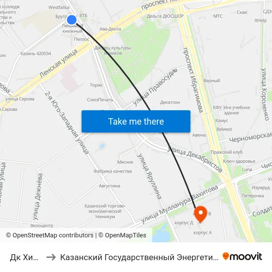 Дк Химиков to Казанский Государственный Энергетический Университет map