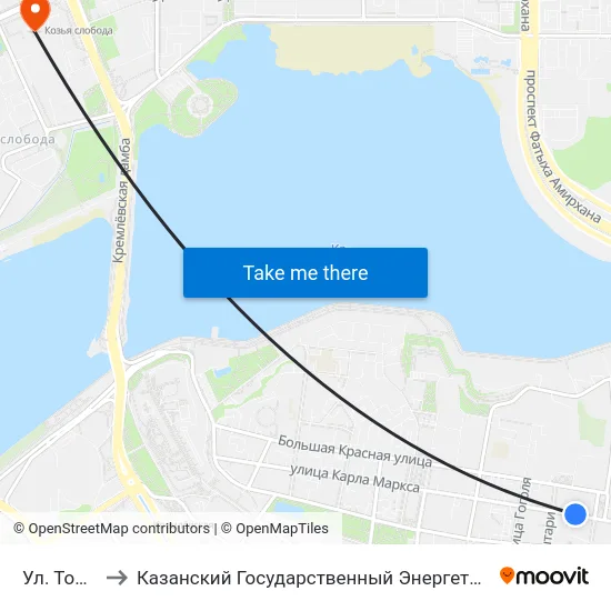 Ул. Толстого to Казанский Государственный Энергетический Университет map