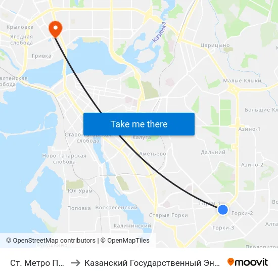 Ст. Метро Пр. Победы-5 to Казанский Государственный Энергетический Университет map