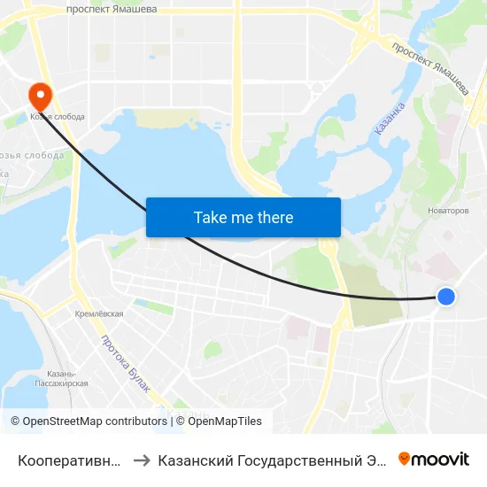 Кооперативный Институт-2 to Казанский Государственный Энергетический Университет map