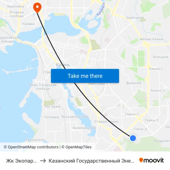 Жк Экопарк Дубрава to Казанский Государственный Энергетический Университет map