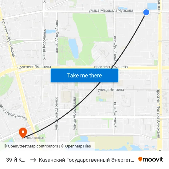 39-Й Квартал to Казанский Государственный Энергетический Университет map