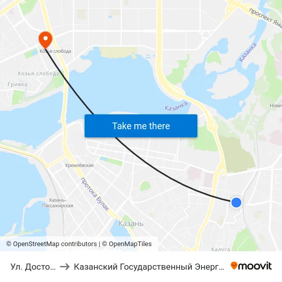 Ул. Достоевского to Казанский Государственный Энергетический Университет map