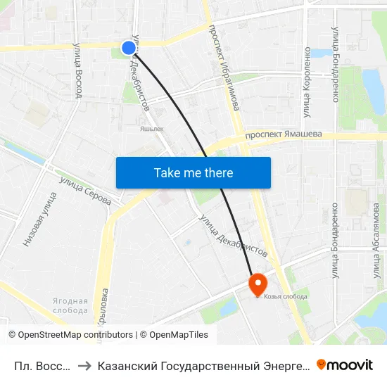 Пл. Восстания-1 to Казанский Государственный Энергетический Университет map
