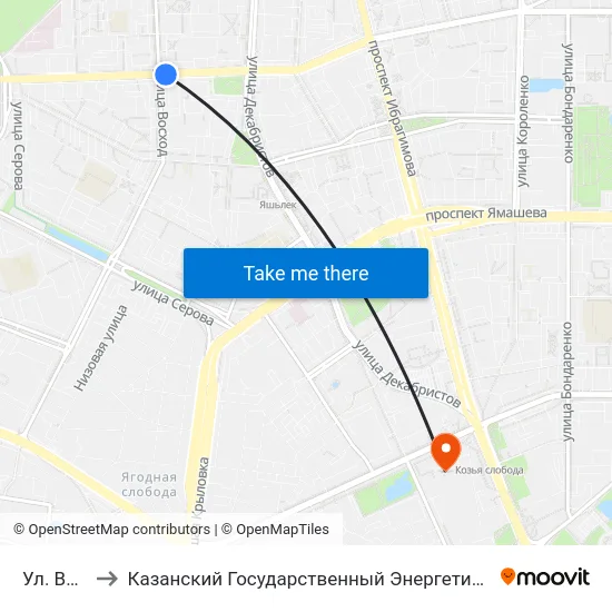 Ул. Восход to Казанский Государственный Энергетический Университет map