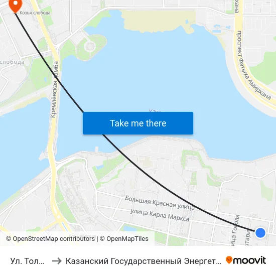 Ул. Толстого-4 to Казанский Государственный Энергетический Университет map
