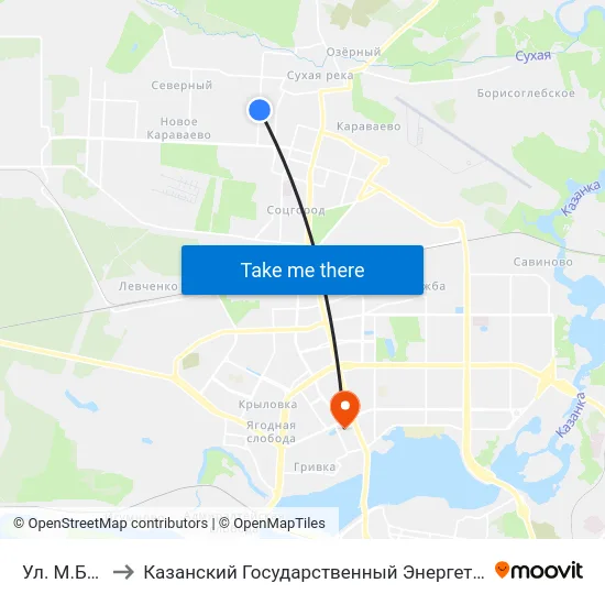 Ул. М.Бигиева to Казанский Государственный Энергетический Университет map