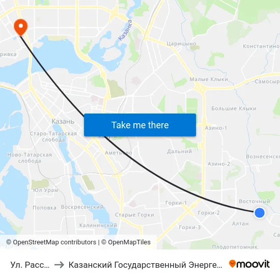 Ул. Рассветная to Казанский Государственный Энергетический Университет map