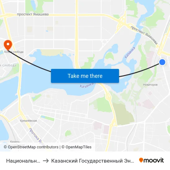 Национальный Архив-1 to Казанский Государственный Энергетический Университет map