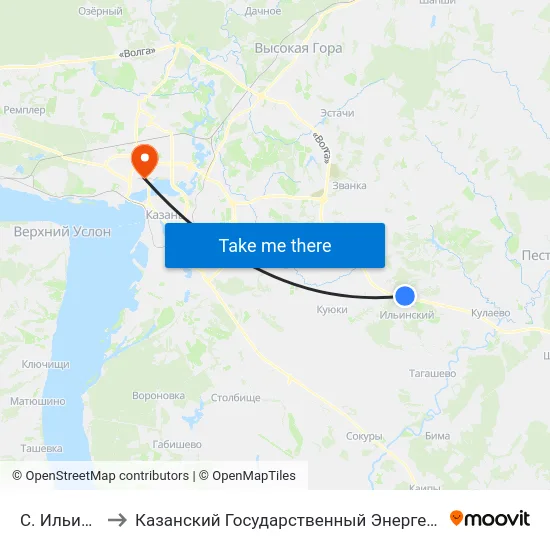 С. Ильинский-1 to Казанский Государственный Энергетический Университет map