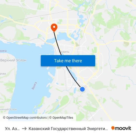 Ул. Азамат to Казанский Государственный Энергетический Университет map