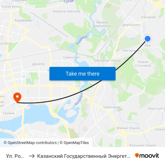 Ул. Родник-1 to Казанский Государственный Энергетический Университет map