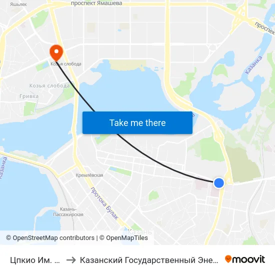 Цпкио Им. Горького-1 to Казанский Государственный Энергетический Университет map