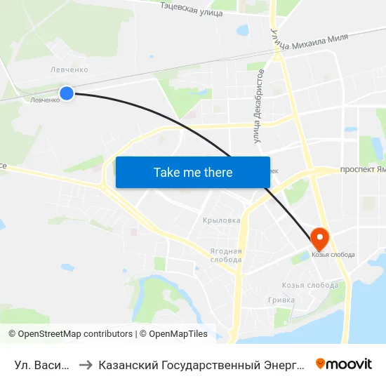 Ул. Васильченко to Казанский Государственный Энергетический Университет map