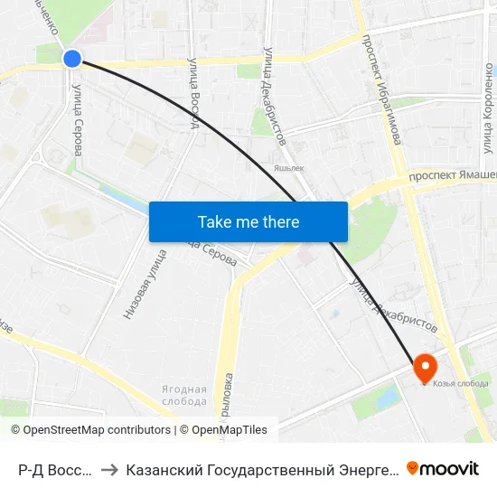 Р-Д Восстания-3 to Казанский Государственный Энергетический Университет map