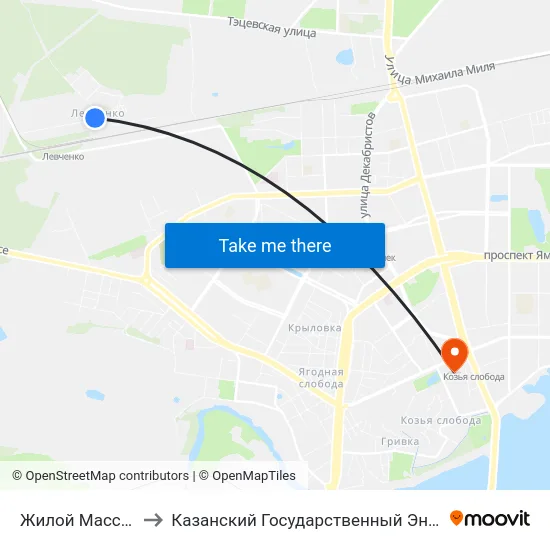 Жилой Массив Левченко to Казанский Государственный Энергетический Университет map