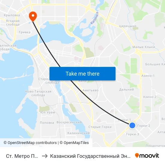 Ст. Метро Пр. Победы-2 to Казанский Государственный Энергетический Университет map