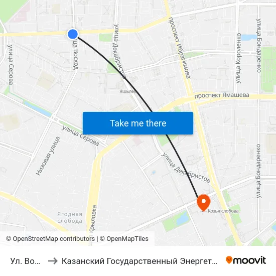 Ул. Восход-1 to Казанский Государственный Энергетический Университет map