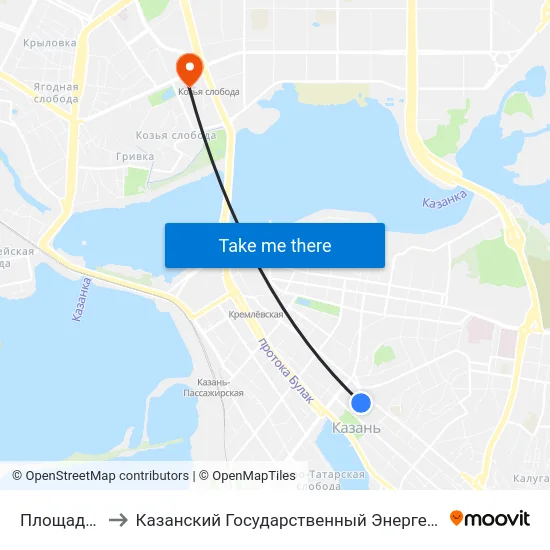 Площадь Тукая to Казанский Государственный Энергетический Университет map