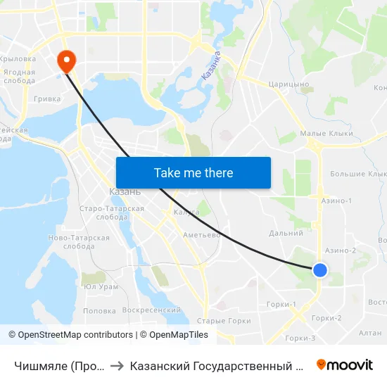 Чишмяле (Проспект Победы) to Казанский Государственный Энергетический Университет map