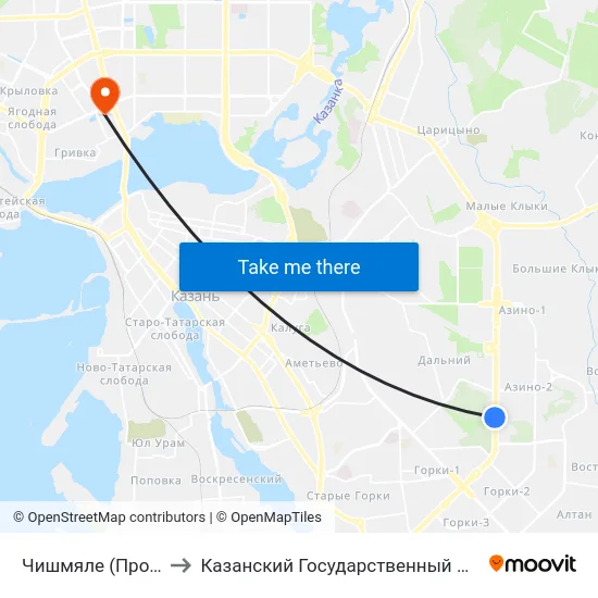 Чишмяле (Проспект Победы) to Казанский Государственный Энергетический Университет map