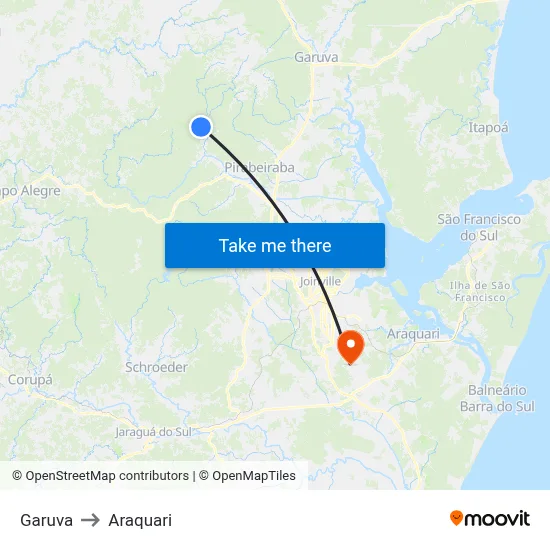 Garuva to Araquari map