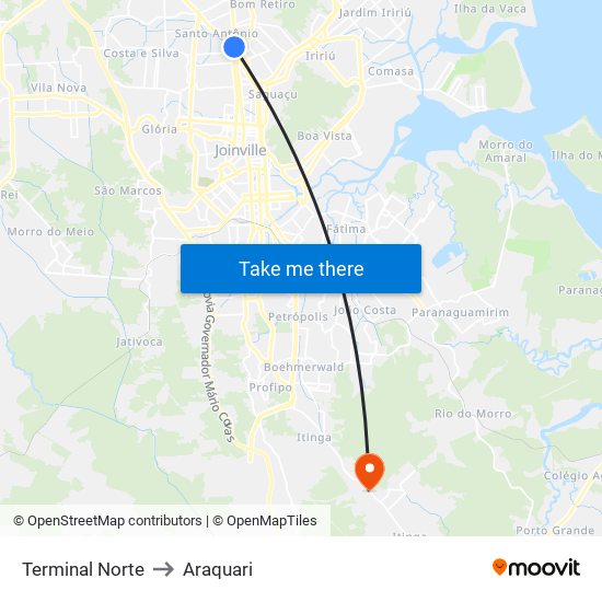 Terminal Norte to Araquari map