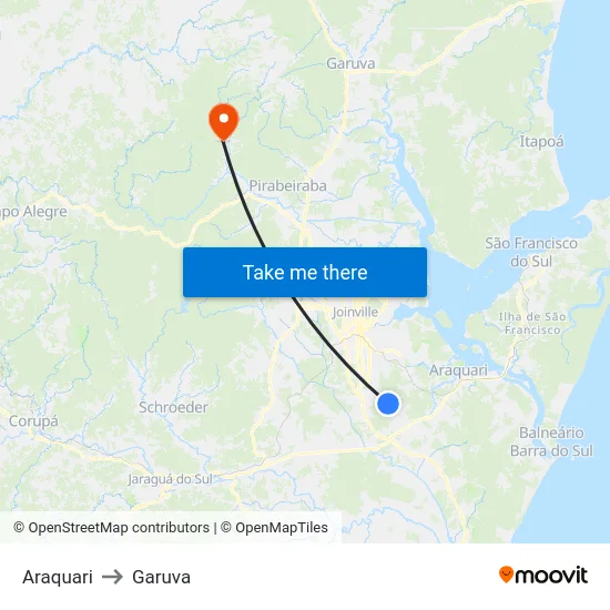 Araquari to Garuva map