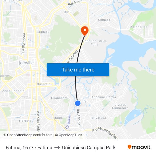 Fátima, 1677 - Fátima to Unisociesc Campus Park map