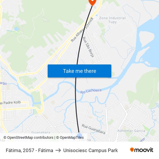 Fátima, 2057 - Fátima to Unisociesc Campus Park map