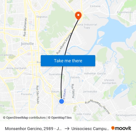 Monsenhor Gercino, 2989 - Jarivatuba to Unisociesc Campus Park map