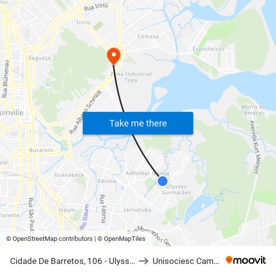 Cidade De Barretos, 106 - Ulysses Guimarães to Unisociesc Campus Park map